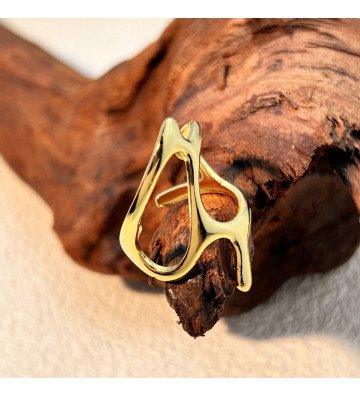 Γυναικείο ασύμμετρο δαχτυλίδι OS- χρυσό